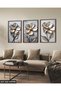 Metal Textured Appearance Flower 3 Piece Wooden Framed Painting Act