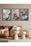 Textured Appearance White Orange Flower 3 Piece Wooden Framed Painting Act - 4