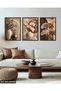 Coffee Leaves and White Flower in Vase 3 Piece Wooden Framed Painting Act - 3