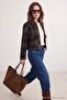 Petite Khaki Oversize Plaid Cashmere Coat Twoaw27Mo00144 - 5