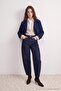 Petite Koyu Mavi Barrel Tapered Normal Bel Jeans TWOAW27JE00246 - 2