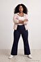 Koyu Mavi Yüksek Bel Yumuşak Ekstra Esneyen Örme Skinny Tayt Flare Paça Jeans TBBAW27CJ00028