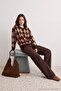 Brown Plaid/Baklava Oversized Hijab Knitwear Cardigan Tctaw27Th00008