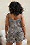 Çok Renkli Leopar Desenli Askılı Örme Fırfır Detaylı Pijama Takımı TBBSS22PT0564 - 3