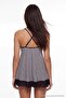 Siyah İnce Askılı Ekose Desen Saten Dantel Detaylı Fantezi Gecelik/Babydoll THMAW27LL00028 - 3
