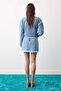Blue Textured Fabric Mini Denim Skirt Twoaw27Et00072 - 4
