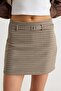 Brown Plaid Thin Belted Woven Skirt Twoaw27Et00152 - 3