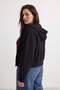 Siyah Regular/Normal Kalıp Kapüşonlu Kalın içi Polarlı Örme Sweatshirt TBBAW27AO00001 - 3