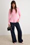 Pink Boat Neck Peplum/Waist Fitted Regular Length Knitted Blouse Twoaw26Bz00166 - 2