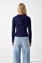 Navy Blue Hooded Regular Fit Ribbed Stretch Knitted T-Shirt Twoaw27Ts00061 - 3