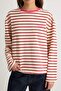 Stone Red Striped Front and Back Slogan Printed Knitted T-Shirt Twoaw27Ts00121 - 4
