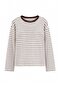 Kahverengi*001 Çizgili Premium Oversize/Geniş Kesim İnterlok Örme T-Shirt TWOAW27TS00027