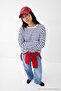 Ecru Striped Back Slogan Printed Oversize/Wide Cut Knitted T-Shirt Twoaw27Ts00063 - 4