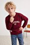 Burgundy Boys' Plain Knitted Oversize Sweatshirt Tkdaw27Sw00005 Knitted Sweatshirt Tkdaw27Sw00005 - 2