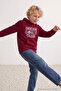 Burgundy Printed Knitted Sweatshirt Tkdaw27Sw00083 - 2