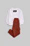 White Thick Cotton Boys' Printed Knitted Sweatshirt and Sweatpants - Top and Bottom Set Tkdaw27Au00058 - 7