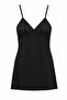 Black 2-Piece 56% Viscose,44% Polyester Plain Lace Detailed Viscose Single Jersey Knitted Nightgown Thmaw27Gc00002 - 2
