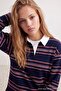 Bordo Lacivert Çizgili Polo Yaka Oversize Örme Sweathirt TWOAW27SW00115 - 3