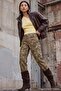 Çok Renkli Haki Kamuflaj Desenli Yüksek Bel Wide Leg Jeans TWOAW27JE00275 - 4