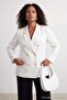 Ecru Lined Double Breasted Woven Blazer Jacket Tbbaw26Ag00011 - 2
