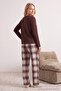 Kahverengi Ekoseli Yumuşak Tuşe Waffle Örme Pijama Takımı THMAW27PT00157 - 2