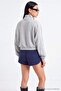 Gri Melanj Kalın İçi Polarlı Fermuarlı Çin Düğmeli Crop Örme Hırka/Sweatshirt TWOAW27SW00072 - 5