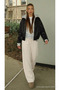 Women's Casual Textured Palazzo Ecru Linen Trousers - 3