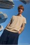 Men's Textured Elite Comfort Loose Beige Polo Neck T-Shirt - 6