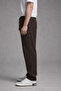 Men's Elastic Waist Wide Leg Brown Linen Trousers - 2