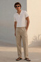 Men's 3-Piece Cargo Linen Trousers with Elastic Waist - 2
