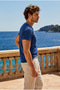 Men's Soft Comfort Fit Loose Navy Blue Cotton T-Shirt - 5