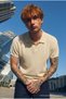 Men's Textured Elite Comfort Loose Cream Polo Neck T-Shirt