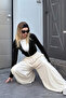 Women's Summer Wide-Leg Ecru Palazzo Pants - 4