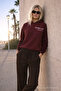 Women's High Waist Elastic Brown Linen Trousers - 3