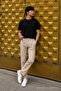 Men's Relaxed Casual Black Stretchy T-Shirt - 4