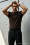 Men's Premium Viscose Brown Loose T-Shirt - 3