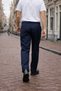 Men's Daily Basic Cotton Navy Blue Fabric Trousers - 6