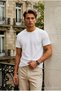 Men's Relax Fit Short Sleeve 100% Cotton White T-Shirt - 2