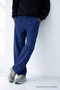 Men's Casual Summer Trend Loose Navy Blue Linen Trousers - 3