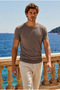 Men's Soft Comfort Fit Loose Brown Cotton T-Shirt - 3