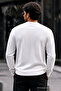 Men's Regular Striped Casual White Knitwear Sweater - 5