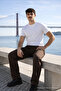 Men's Elastic Waist Jogger Dark Brown Linen Trousers - 5