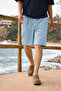 Men's Relax Fit Casual Cargo Pocket A.Blue Linen Shorts - 3