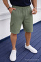 Men's Casual Trendy Green Linen Shorts with Loose Cargo Pockets