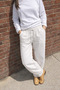 Women's Relax Fit Summer Loose White Linen Trousers - 3