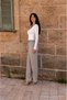 Women's Elastic Waist Jogger Gray Linen Trousers - 4