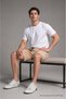 Men's Cotton Basic Beige Shorts with Elastic Waist and Pockets - 5