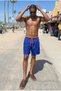Men's Lined Comfortable Zipper Pocket Blue Swim Shorts - 4