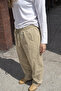 Women's Relax Fit Summer Loose Beige Linen Trousers - 3