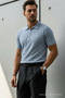 Men's Relaxed Fit Baby Blue Polo Neck T-Shirt